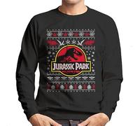 All+Every Jurassic Park Logo Christmas Knit Pattern Men's Sweatshirt Black