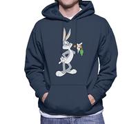 All+Every Looney Tunes Bugs Bunny Eating A Carrot Men's Hooded Sweatshirt Navy Blue