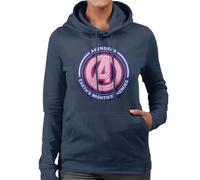 All+Every Marvel Avengers A Logo Earths Mightiest Heroes Women's Hooded Sweatshirt Navy Blue