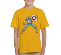 All+Every Marvel Comic Captain A Shield Pose Kid's T-Shirt Gold