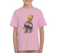 All+Every Marvel Guardians of The Galaxy Groot Wrapped in Cassette Tape Kid's T-Shirt Light Pink