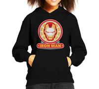 All+Every Marvel Iron Man Classic Suit Mask Logo Kid's Hooded Sweatshirt Black