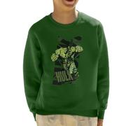 All+Every Marvel The Incredible Hulk Text Art Kid's Sweatshirt Bottle Green