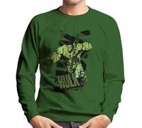 All+Every Marvel The Incredible Hulk Text Art Men's Sweatshirt Bottle Green