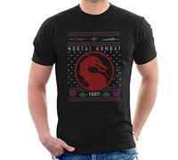 All+Every Mortal Kombat Christmas Fight Emblem Men's T-Shirt Black