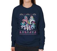 All+Every My Little Pony Christmas Characters Women's Sweatshirt Navy Blue