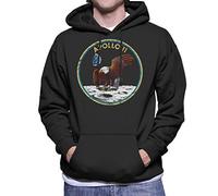 All+Every NASA Apollo 11 Mission Badge Distressed Men's Hooded Sweatshirt Black