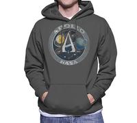All+Every NASA Apollo Program Logo Badge Distressed Men's Hooded Sweatshirt Charcoal