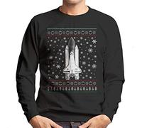 All+Every NASA Challenger Shuttle Christmas Knit Pattern Men's Sweatshirt Black