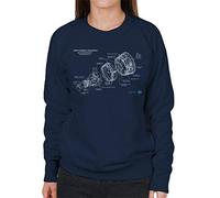 All+Every NASA Gemini Spacecraft Schematic Women's Sweatshirt Navy Blue