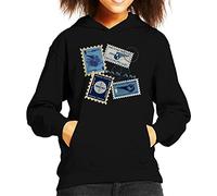All+Every Pan Am Postage Stamps Montage Kid's Hooded Sweatshirt Black