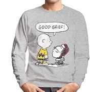 All+Every Peanuts Christmas Good Grief Santa Snoopy Men's Sweatshirt Heather Grey