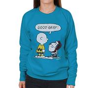 All+Every Peanuts Christmas Good Grief Santa Snoopy Women's Sweatshirt Sapphire