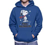 All+Every Peanuts Christmas Paw Humbug Snoopy Men's Hooded Sweatshirt Royal Blue