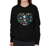 All+Every Peanuts Christmas Snoopy Xmas Love Heart Women's Sweatshirt Black