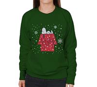 All+Every Peanuts Christmas Snoopy Xmas Love Heart Women's Sweatshirt Bottle Green