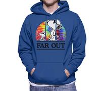 All+Every Peanuts Far Out Snoopy & Woodstock Men's Hooded Sweatshirt Royal Blue