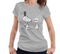 All+Every Peanuts Halloween Ghost Fright Snoopy Women's T-Shirt Heather Grey