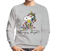 All+Every Peanuts Merry and Bright Snoopy Christmas Men's Sweatshirt Heather Grey