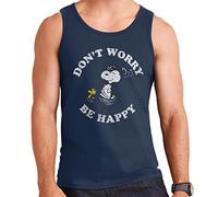 All+Every Peanuts Snoopy and Woodstock Dont Worry Be Happy Men's Vest Navy Blue