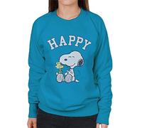 All+Every Peanuts Snoopy And Woodstock Happy Women's Sweatshirt Sapphire