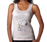 All+Every Peanuts Snoopy and Woodstock Happy Women's Vest White
