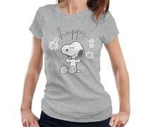 All+Every Peanuts Snoopy Happy Surrounded by Daisies Women's T-Shirt Heather Grey