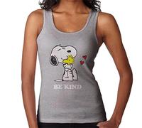 All+Every Peanuts Snoopy Hugging Woodstock Be Kind Women's Vest Heather Grey