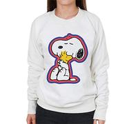 All+Every Peanuts Snoopy Hugging Woodstock Women's Sweatshirt White