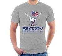 All+Every Peanuts Snoopy Moon Landing Planting Flag Men's T-Shirt Heather Grey