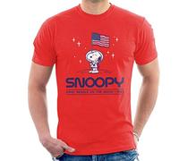 All+Every Peanuts Snoopy Moon Landing Planting Flag Men's T-Shirt Red