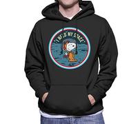 All+Every Peanuts Snoopy On The Moon I Need My Space Men's Hooded Sweatshirt Black