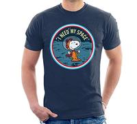 All+Every Peanuts Snoopy On The Moon I Need My Space Men's T-Shirt Navy Blue