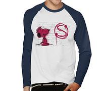 All+Every Peanuts Snoopy Red S Graffiti Men's Baseball Long Sleeved T-Shirt