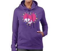 All+Every Peanuts Snoopy Sleeping In A Lit Up Pink Heart Women's Hooded Sweatshirt