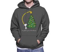All+Every Peanuts Snoopy Woodstock Brighten Your Christmas Men's Hooded Sweatshirt Charcoal