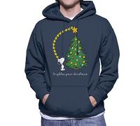 All+Every Peanuts Snoopy Woodstock Brighten Your Christmas Men's Hooded Sweatshirt Navy Blue