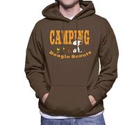 All+Every Peanuts Snoopy Woodstock Camping Beagle Scouts Men's Hooded Sweatshirt Chocolate