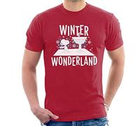 All+Every Peanuts Snoopy Woodstock Winter Wonderland Men's T-Shirt Cherry Red