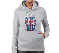 All+Every Peanuts Union Jack Hut Snoopy Women's Hooded Sweatshirt Heather Grey