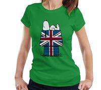 All+Every Peanuts Union Jack Hut Snoopy Women's T-Shirt Kelly Green