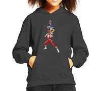 All+Every Power Rangers Action Line Up Kid's Hooded Sweatshirt Charcoal
