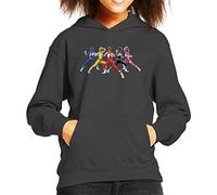 All+Every Power Rangers Fighting Pose Kid's Hooded Sweatshirt Charcoal
