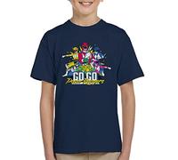 All+Every Power Rangers Go Go Retro 90s Kid's T-Shirt Navy Blue