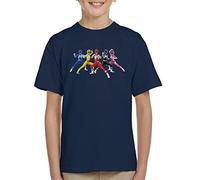 All+Every Power Rangers Go Go Retro 90s Kid's T-Shirt Navy Blue