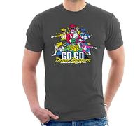 All+Every Power Rangers Go Go Retro 90s Men's T-Shirt Charcoal