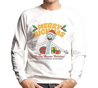 All+Every Rick and Morty Merry Rickmas Happy Human Holidays Christmas Men's Sweatshirt White