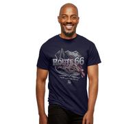 All+Every Route 66 Mother Road American Flag Men's T-Shirt Navy Blue