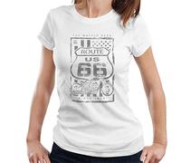 All+Every Route 66 Mother Road Patriot Flag Women's T-Shirt White