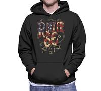 All+Every Route 66 US Flag Text Men's Hooded Sweatshirt Black